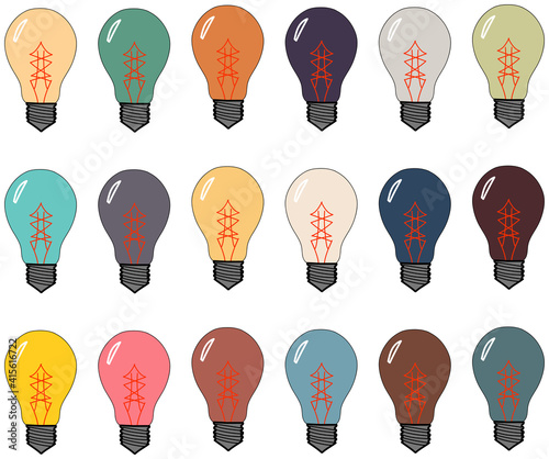 Set of colored light bulbs for garland and creative design. Vector illustration.