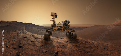 Fotografie, Obraz Mars 2020 Perseverance Rover is exploring surface of Mars