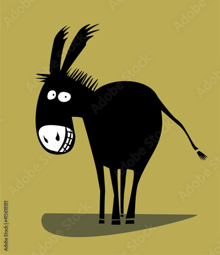 Illustration of happy cartoon donkey 