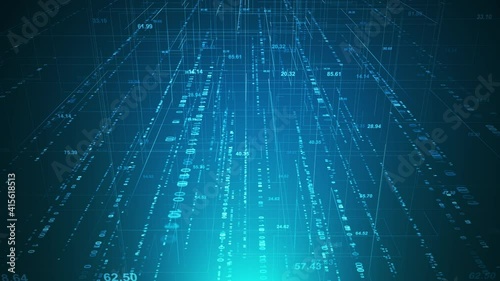 Digital network technology futuristic theme animation concept. Abstract grid perspective motion graphic seamless looping background.