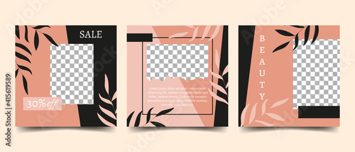 Square vector social media templates for advertising promotion, brochures. Place for text and photo