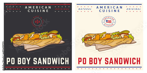 Authentic New Orleans shrimp Po boy sandwich