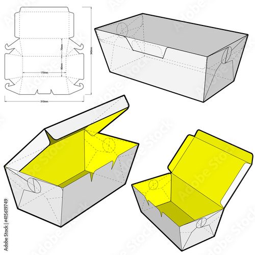 Delivery Food Packaging and Die-cut Pattern. The .eps file is full scale and fully functional. Prepared for real cardboard production.