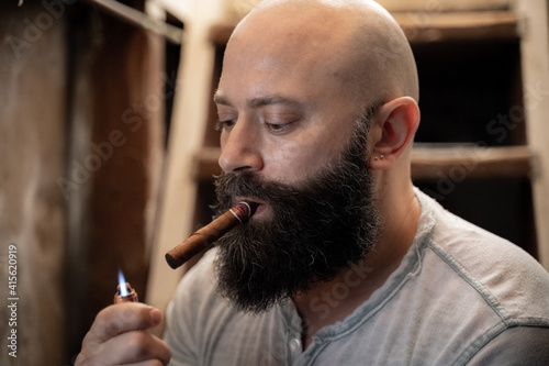 Man smoking a cigar 