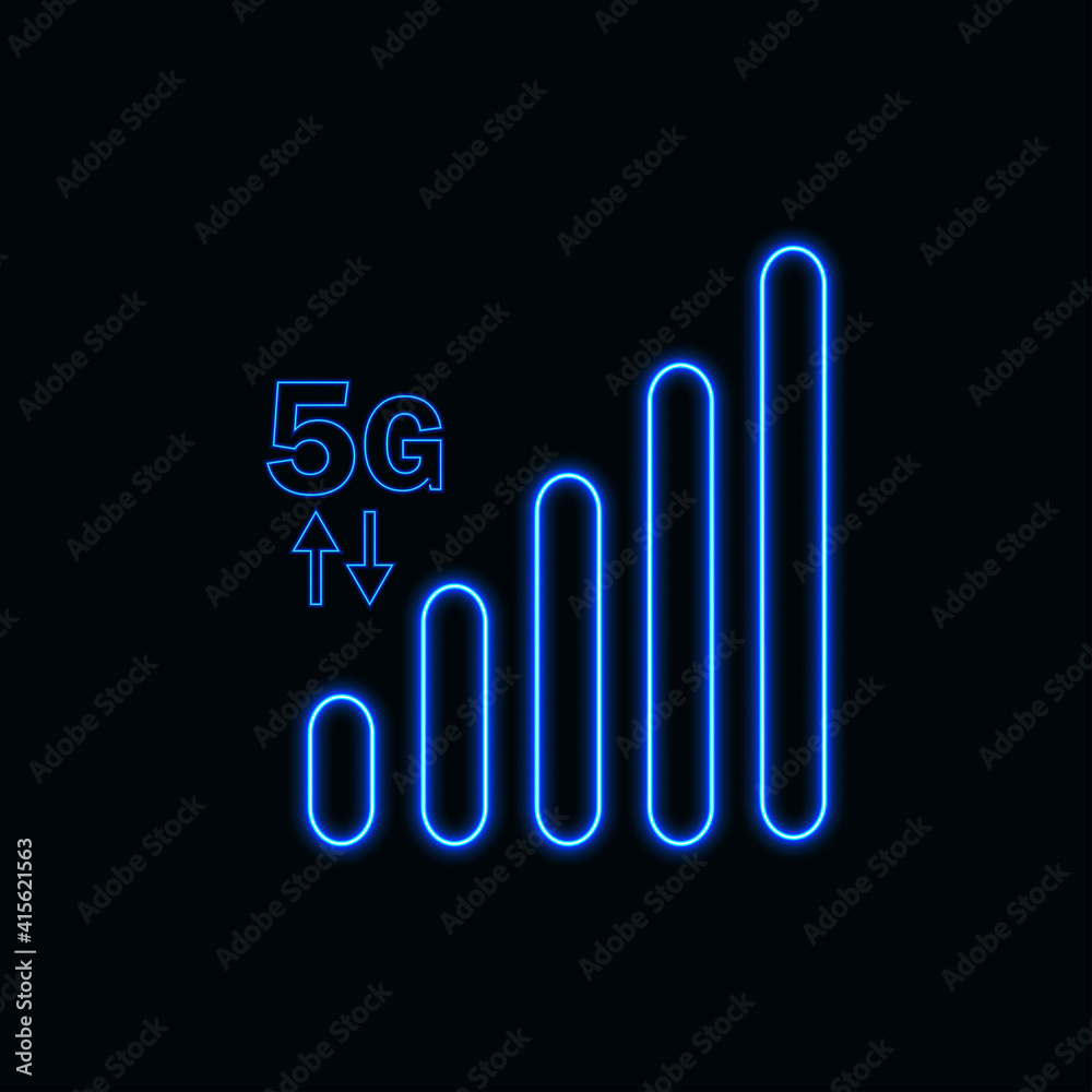 mobile network neon icon for website and UI material. vector illustration mobile network neon icon for website and UI material. vector illustration