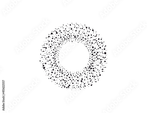Halftone dots in circle form, logo. Vector illustration.