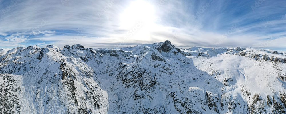 Winter panorama of Malyovitsa peak, Rila Mountain, Bulgaria