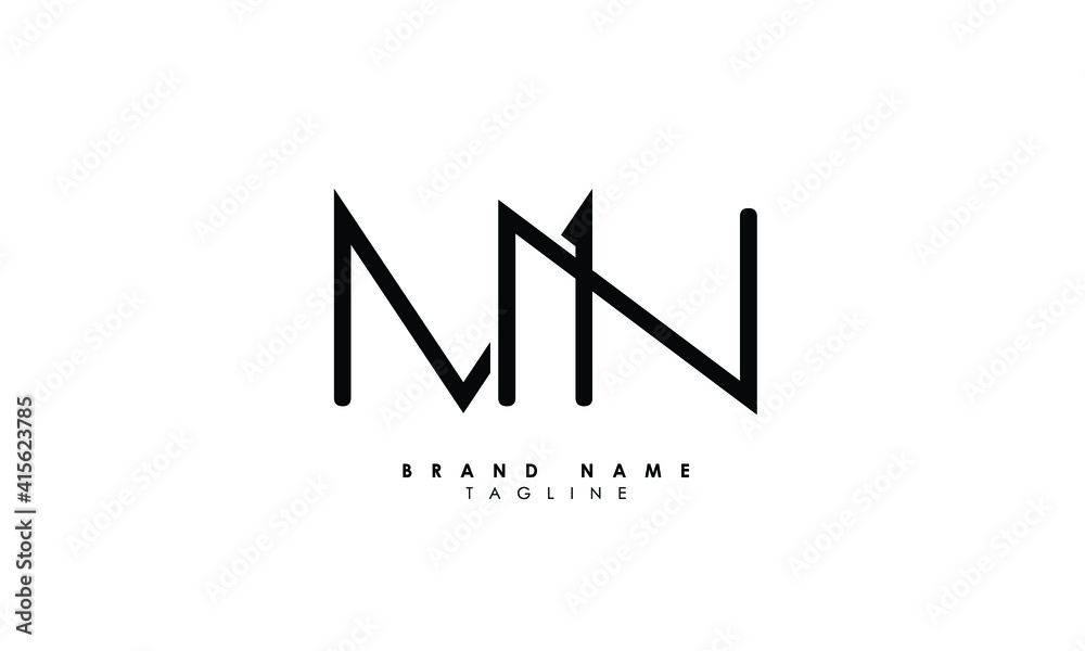 Alphabet letters Initials Monogram logo MN, NM, M and N