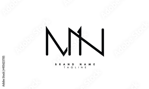Alphabet letters Initials Monogram logo MN  NM  M and N