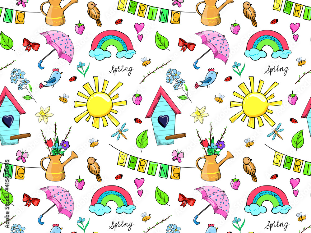 spring seamless pattern bright colors