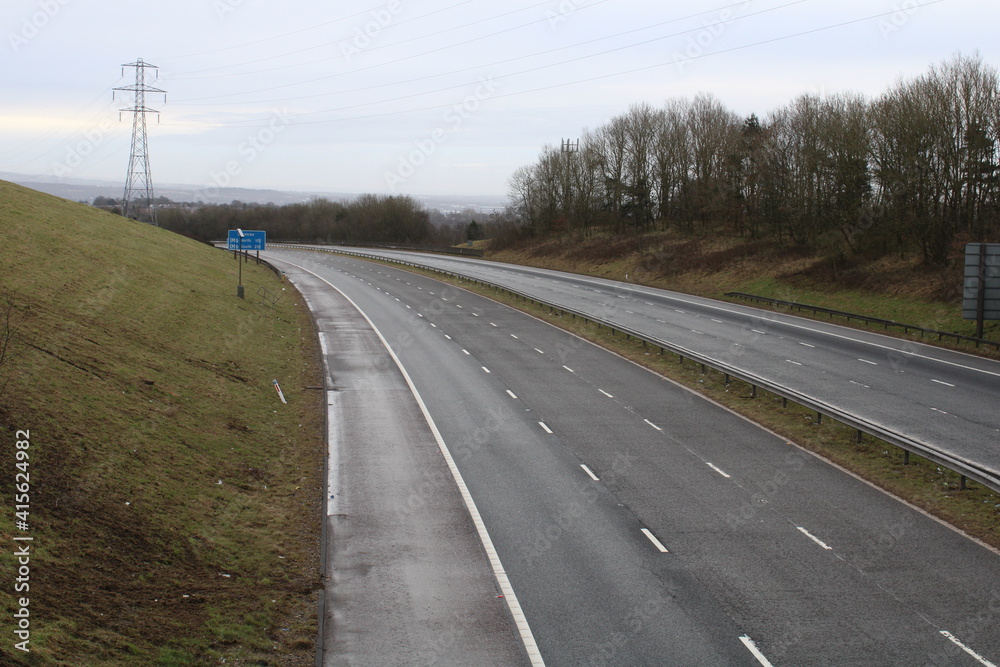 Empty motorway M58 between upholland and Orrell junctions, solitude concept