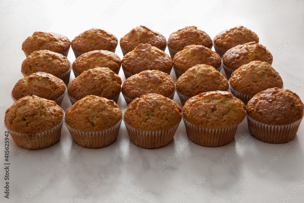 muffins, side view. twenty pieces muffins, side view. twenty pieces