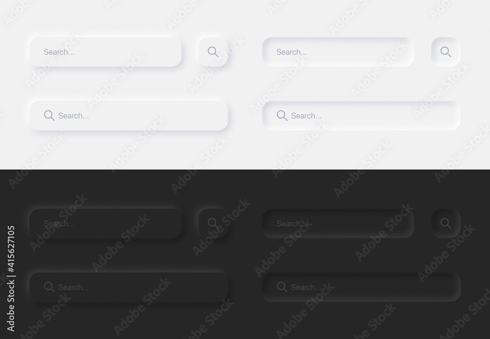 Search Bars In Different Variations UI Neumorphic Design Elements Set ...