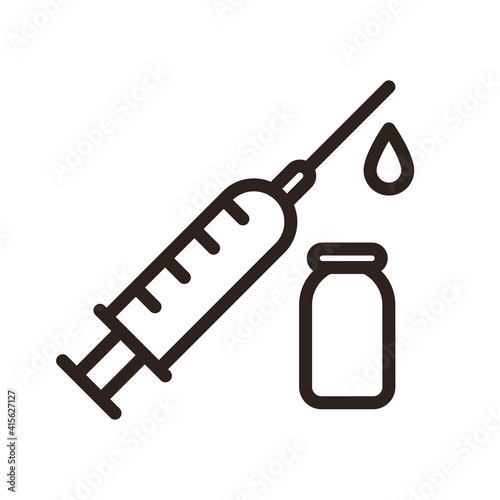 Injection syringe icon. Covid-19 vaccine