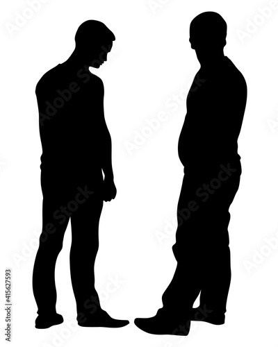 Crowds young people on street. Isolated silhouette on a white background