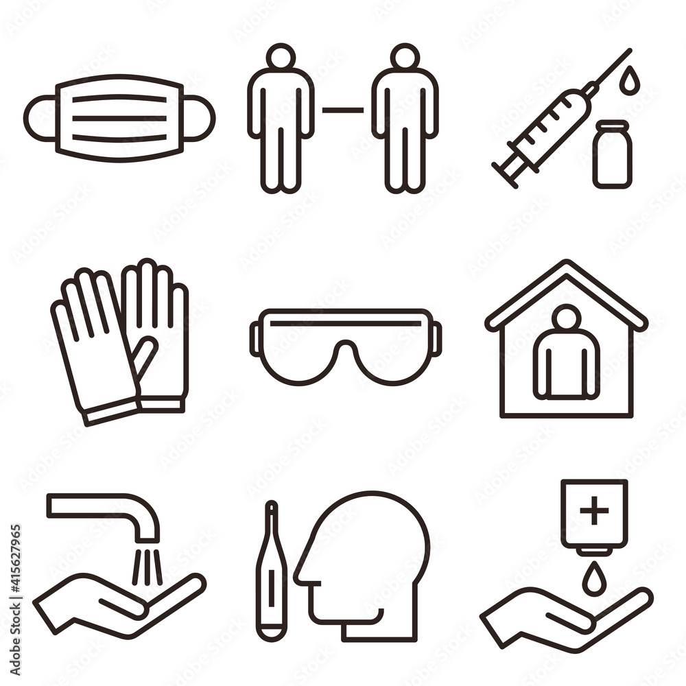 Corona virus prevention icon set