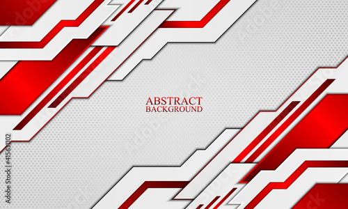 Abstract technology background with white and red neon stripes.