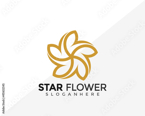 Fototapeta Naklejka Na Ścianę i Meble -  Golden Star Flower Logo Design. Creative Idea logos designs Vector illustration template