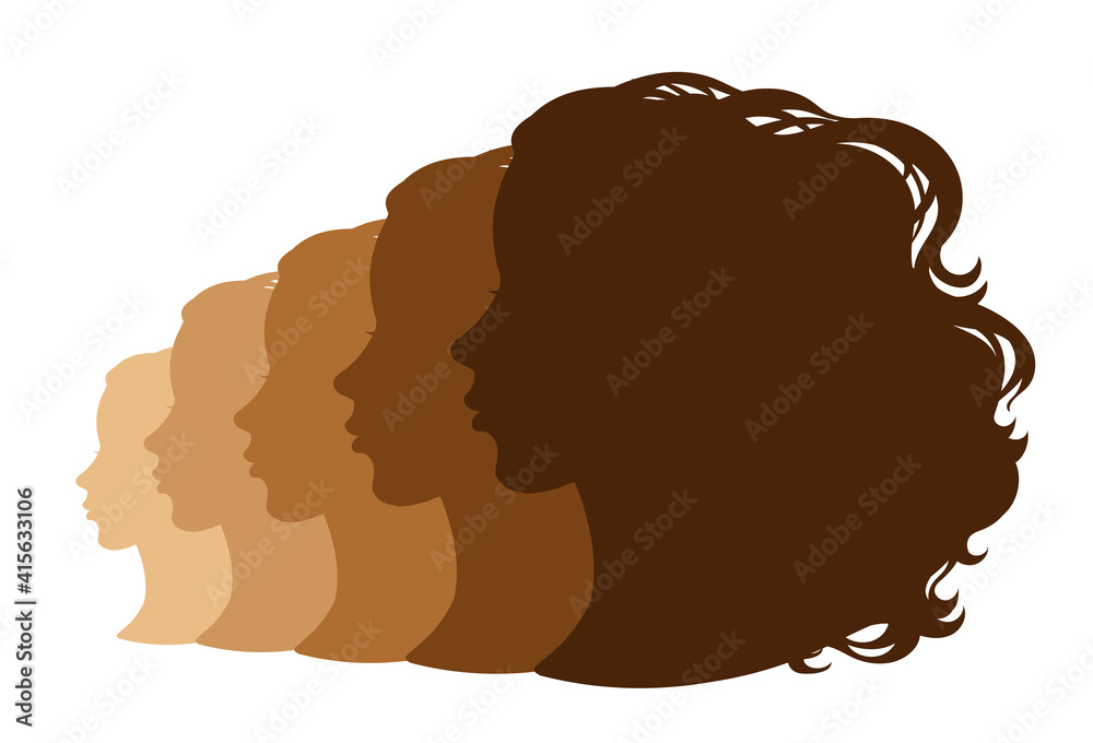 Vector. Silhouettes of a female profile. Avatar, icons, design. Vector. Silhouettes of a female profile. Avatar, icons, design.