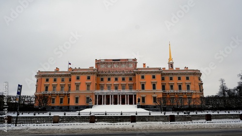 Saint Petersburg, Russia, there is a lot of snow on the streets in winter (February 2021)