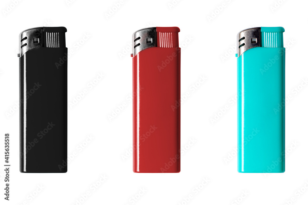Lighters red black and blue isolate Lighters red black and blue isolate