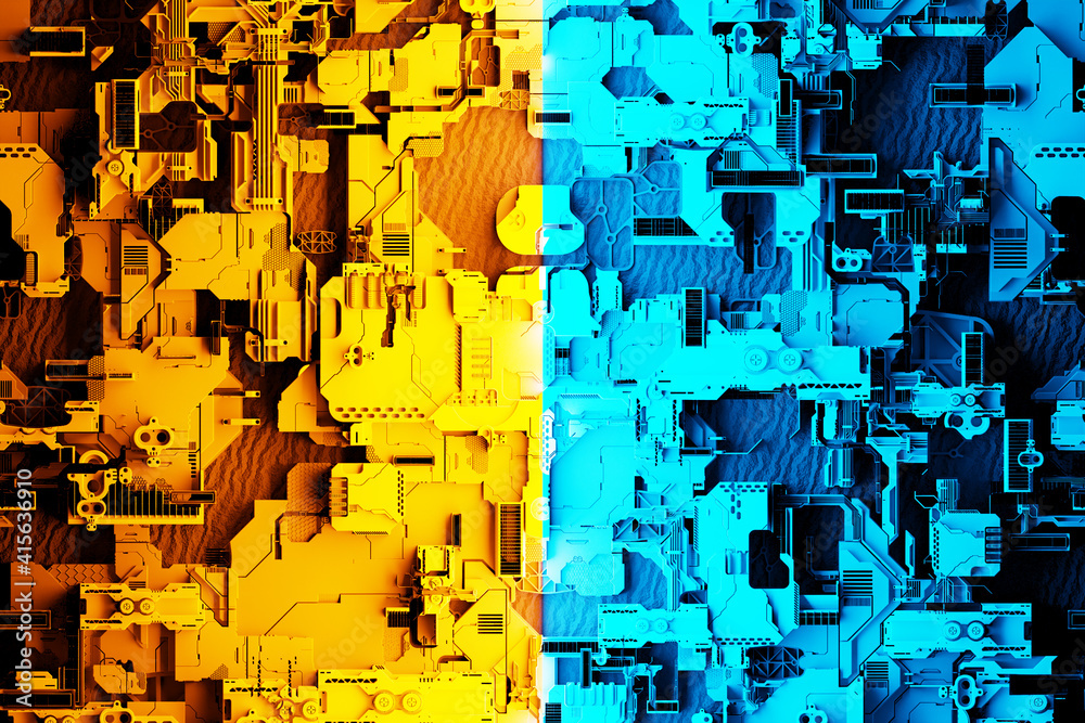 3d illustration render abstract futuristic hi-tech computer board ...
