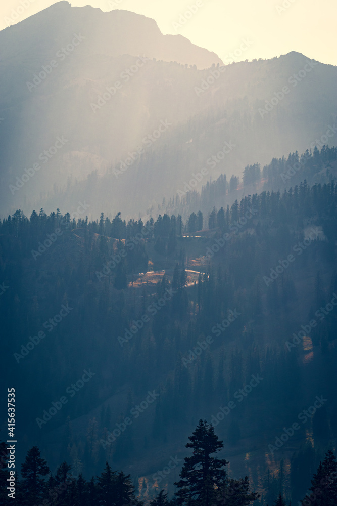 Fototapeta premium Sunset lighting in the mountains