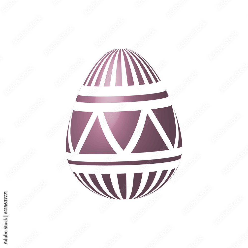A beautiful patterned Easter volumetric egg. Vector festive 3d illustration. Easter egg with horizontal geomeric patterns. Design element