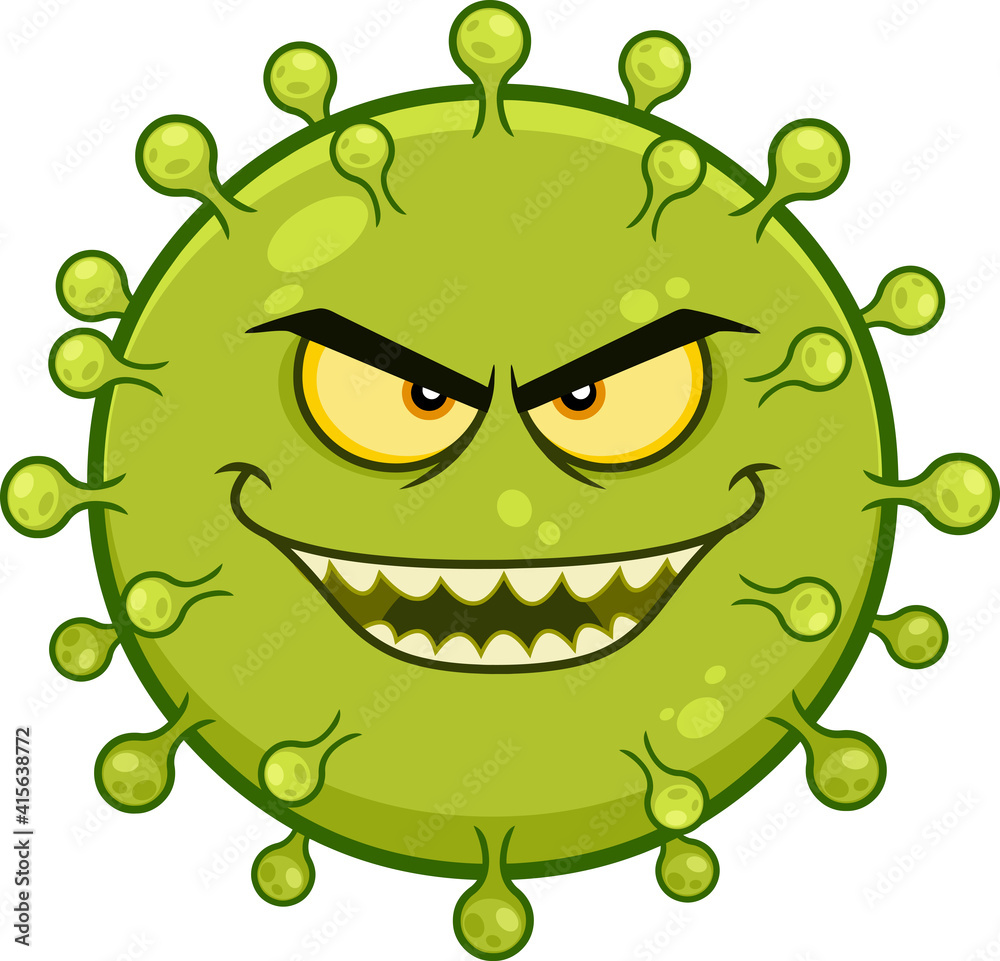 Angry Coronavirus (COVID19) Cartoon Emoji Character. Vector