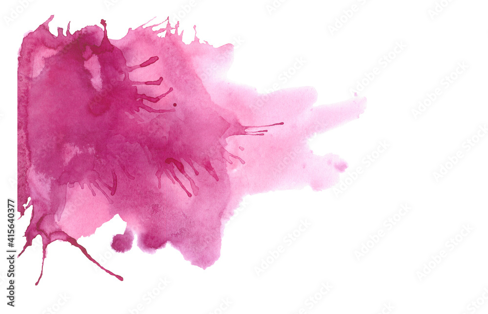 Watercolor abstract pink spot on white background