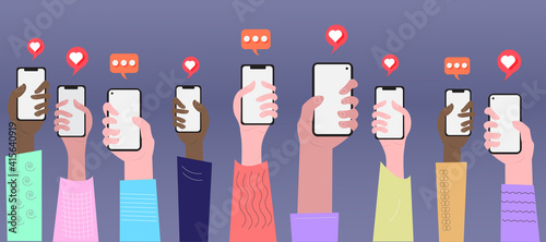 hands with phones
