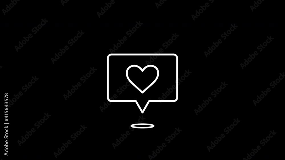 Self drawing like icon animation, social media heart isolated on black and white backgrounds Self drawing like icon animation, social media heart isolated on black and white backgrounds