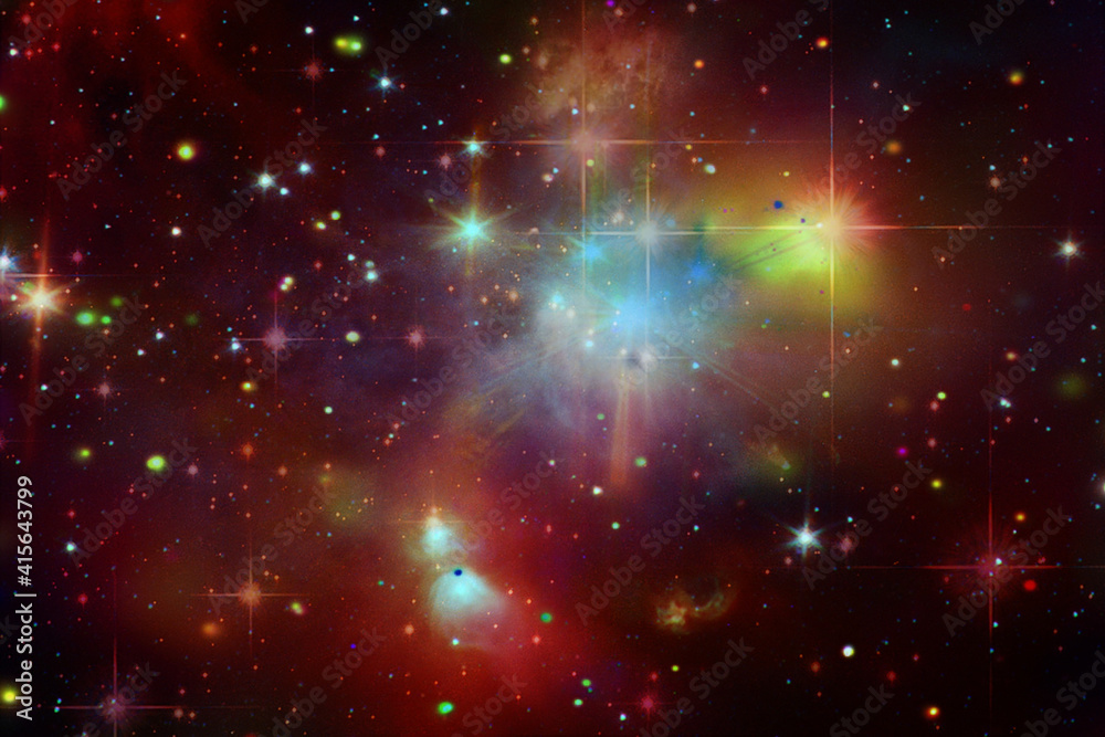 Colorful starry outer space background with galaxies and stars. The elements of this image furnished by NASA.
