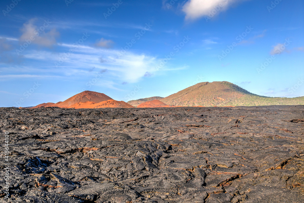 Lava fields and geologic landscapes of Sullivan Bay in the Galapagos Islands