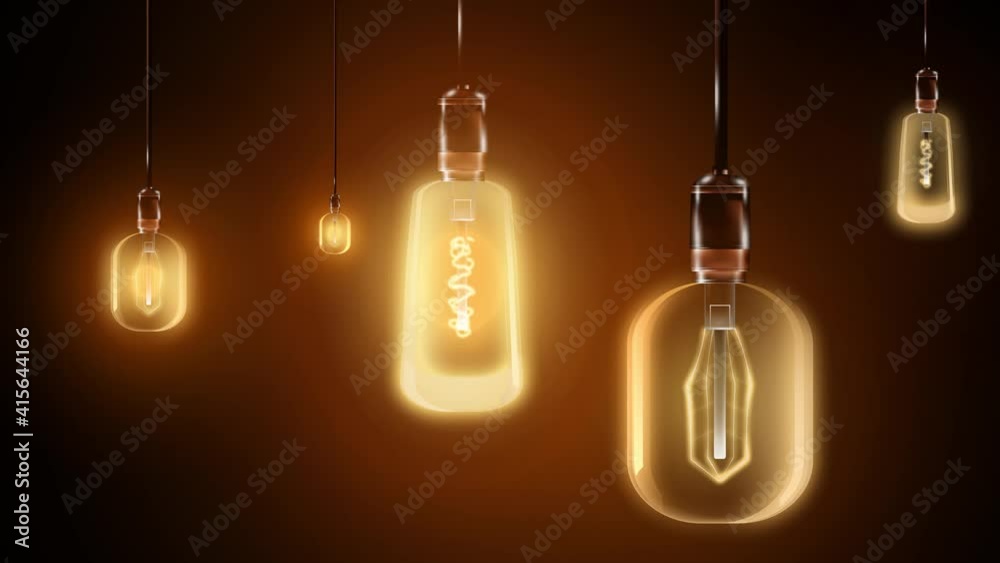Realistic glowing lamp, electric retro lamp hanging on a wire in the room. Concept Realistic glowing lamp, electric retro lamp hanging on a wire in the room. Concept