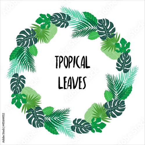 Trendy summer tropical leaves vector illustration