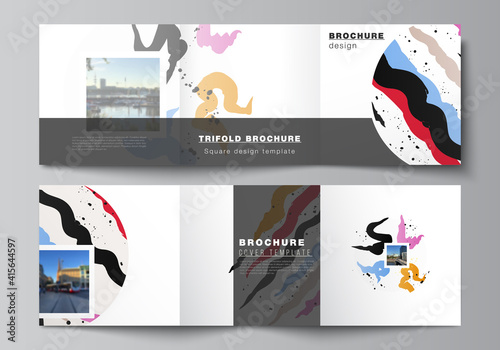 Vector layout of square covers design templates for trifold brochure, flyer, magazine, cover design, book design, brochure cover, creative agency, corporate, business, portfolio, pitch deck, startup.