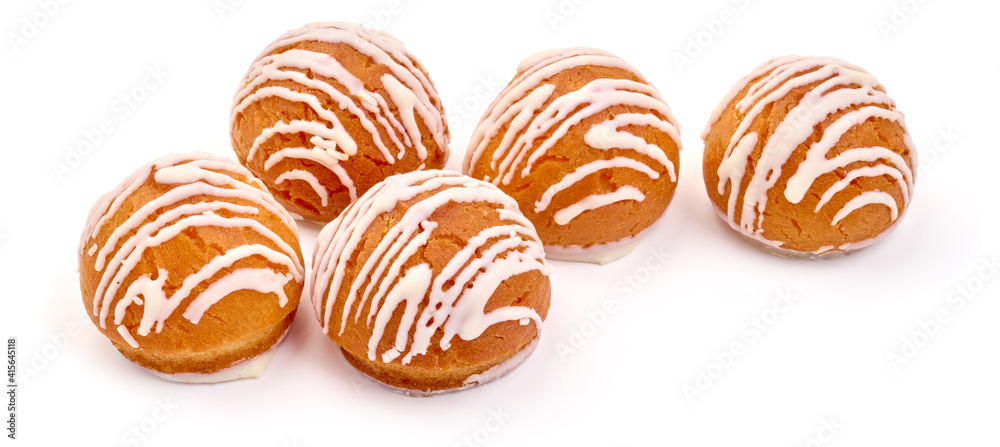 Cookies with icing, isolated on white background