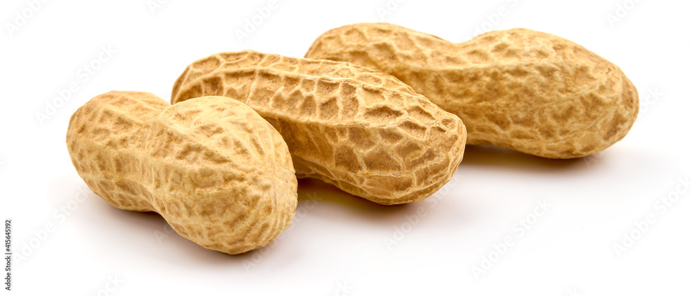 Peanut, close-up, isolated on white background Peanut, close-up, isolated on white background