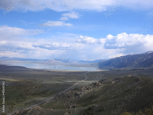 Scenic Mono Lake Basin, view from the Mono Lake Vista Point off Highway 395, in the Sierra Nevada Mountains, Lee Vining, Mono County, California.