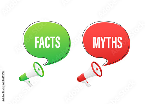 Icon for concept design. Icon with fact vs myths on transparent background for concept design. Vector illustration.