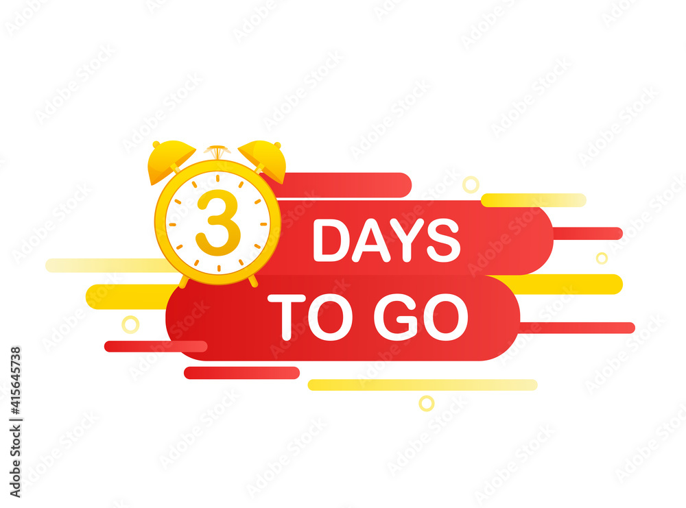 3 days to go in modern style. Special offer badge. Web design. Sale tag. Vector illustration. 3 days to go in modern style. Special offer badge. Web design. Sale tag. Vector illustration.