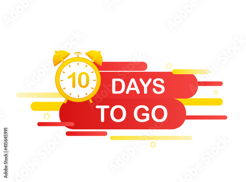 10 days to go in modern style. Special offer badge. Web design. Sale tag. Vector illustration.