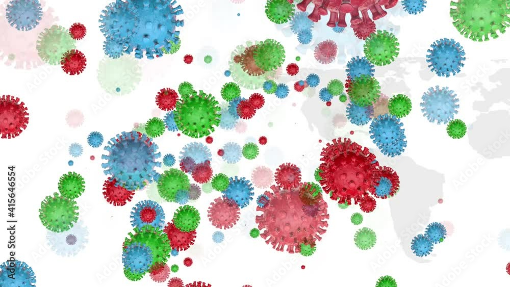 Virus cells of coronavirus 2019-nCov in blood vessel as azure color cells on black background.Colored viruses on a white background fly randomly Virus cells of coronavirus 2019-nCov in blood vessel as azure color cells on black background.Colored viruses on a white background fly randomly