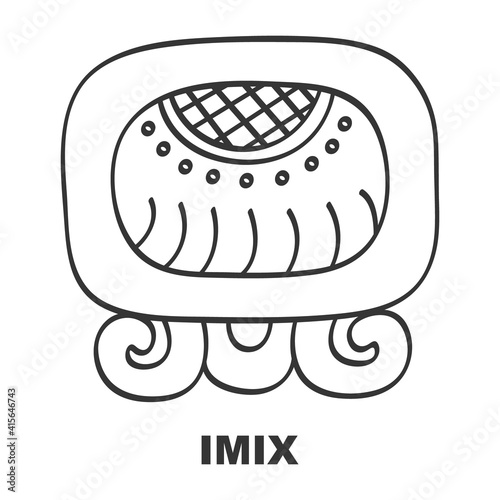 Vector icon with Glyph from Maya calendar Tzolkin. Calendar day symbol Imix photo
