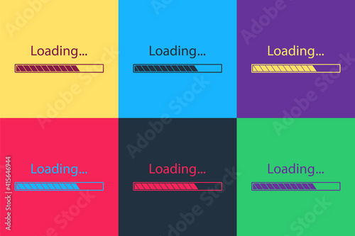 Pop art Loading icon isolated on color background. Progress bar icon. Vector. © mingirov
