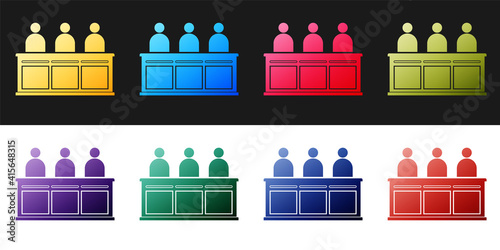 Set Jurors icon isolated on black and white background. Vector.