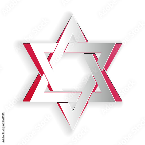 Paper cut Star of David icon isolated on white background. Jewish religion symbol. Paper art style. Vector.