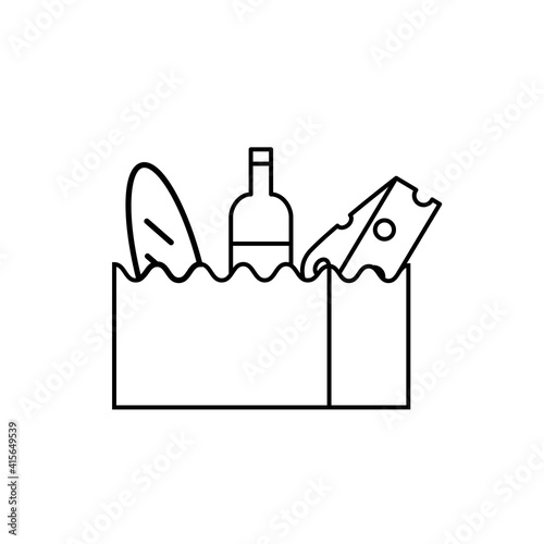 Grocery bag. Simple food icon in trendy line style isolated on white background for web applications and mobile concepts. Vector illustration