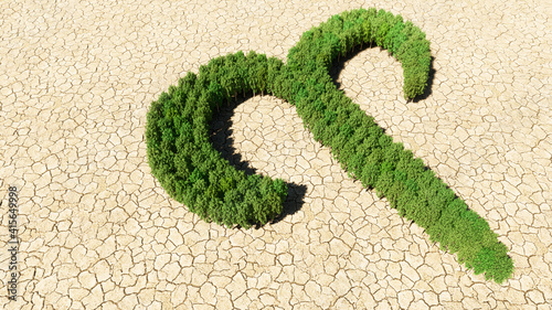 Concept or conceptual group of green forest tree on dry ground background as sign of aries zodiac sign. A 3d illustration symbol for  esoteric, the mystic, the power of prediction of astrology